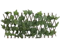 Artificial Ivy Privacy Fence Wall Screen, Artificial Hedges Fence Simulation Expandable Sun Shade Waterproof Artificial Topiary Hedge Plant for Garden (Wild Crepe Leaves)