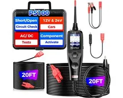 Genet7 Store - PowerScan PS100 Circuit Tester 12V/24V - Automotive Circuit Probe - AC/DC Spanningstester - Continuïteitstester - Signaaltester - Zwart/Rood