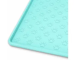 BOTC Placemat Hond & Kat - Antislip & Waterafstotend - 48x30 cm - Placemat Voerbak - Siliconen - 1 Stuk - Honden Placemat - Blauw