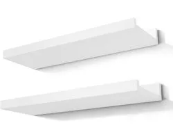 Wandplank -Wandrek - White Floating Wall Shelf - Wall - Mounted Wooden Storage Shelf for Bedrooms - Living Rooms - Bathrooms - Kitchens - and Nurseries -Display Shelf with 13.6 - Inch Decorative Ledge - White - 35*12*4