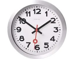 NeXtime Station Brushed - Klok - Rond - Aluminium - Ø19 cm - Wit