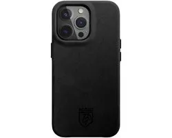Rosso Elite Hoesje Geschikt voor Apple iPhone 15 Pro | Compatibel met MagSafe | Echt Leer Back Cover | Beschermhoes | Zwart