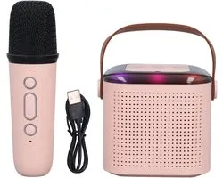 Mini Karaoke Machine - Draagbare Luidspreker - Kinder Entertainment - Met Verlichting - 15 x 14 x 10 cm - Zwart