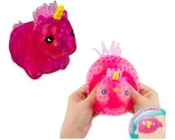 Squishies - Bubbleezz Rode Eenhoorn 12 cm - Mega Knijpbal met Waterballetjes