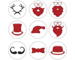 9 Kerstmis Decoratieve Stickers | Kerstmis Gift Card Present Beards Hoeden Etiketten