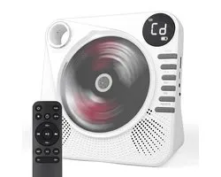 Retro CD Speler met Bluetooth - Draagbare CD Speler met HiFi Speakers - USB - AUX - Oplaadbaar - Vintage Muziekspeler Wit