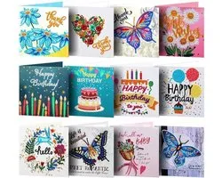 Diamond Painting Wenskaarten - Set van 12 kaarten - Hobbypakket