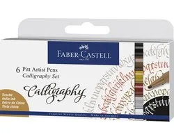 Faber Castell FC-167506 Tekenstift Faber-Castell Pitt Artist Pen Kalligrafieset 6x
