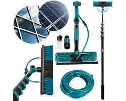 Brosse de lavage Sillar avec manche télescopique 2 m extensible, brosse de lavage télescopique pour le nettoyage des panneaux photovoltaïques, fenêtres, toits, kit de nettoyage pour systèmes photovoltaïques