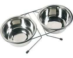 Flamingo - Flamingo Arjun Duo Dinner Staander - Eet- En Drinkpot Honden - Eet- En Drinkpot Set + Staander Arjun Inox 21cm 1600ml - 1st - 112337 - 1st - 1pce