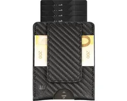 Bodesa Valore Wallet men - Portefeuille ultra fin de qualité Premium - Protection RFID en cuir véritable - Porte-cartes portefeuille - Décapsuleur et pièce de monnaie pour panier - Carbone