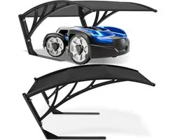 tectake® Garage voor Robotmaaier - Grasmaaier Carport - Robot Maaier Laadstation Afdak - Weerbestendig - 81 x 100 x 48 cm - Inclusief 4 Grondpennen - Zwart