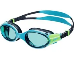 Speedo Biofuse 2.0 Zwembril Kind - Ergonomische Duikbril Kinderen 6-14 jaar - Anti condens & UV-bescherming - Junior Zwembril met Drukknopsluiting - Superzachte Afdichting - Blauw/Groen