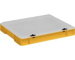 Stapelbox met Deksel - Opbergcontainer Kunststof - Orde Scheppen - Euromaat Ontwerp - 40 x 30 x 6 cm - Geel