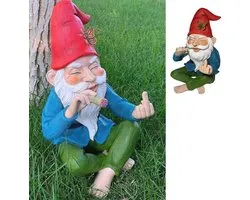 Grappige Tuinkabouter Middelvinger - Unieke Tuinfiguur voor Buiten Decoratie