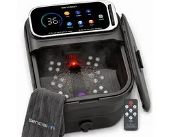 Sencision Voetenbad met Automatische Massage, Verwarming en Bubbels - Elektrisch Voetbad - Voetenbaden - Opvouwbaar - 35°C tot 48°C - Timer - Afstandsbediening - Zwart