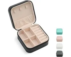 Mini sieraden reisdoos - Sieradendoos - Kleine reis draagbare displaydoos - Doos - Opbergdoos - Mini opbergdoos - Perfect voor ringen, oorbellen, kettingen en cadeaus - Zwart