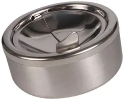 Cendrier en acier inoxydable, portable, rond, avec couvercle, adapté au salon, empêche les cendres de s'envoler.
