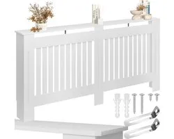 tectake - Boîtier de radiateur - cache radiateur - panneau de radiateur - Conception à lattes, avec planche - 172 cm