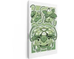 Artaza Canvas Peinture La Ligne d'Évolution de Venusaur - Ivysaur et Bulbasaur dans les Teintes Vertes - 20x30 cm - Klein - Décoration Murale Salon - Peintures - Décoration Murale