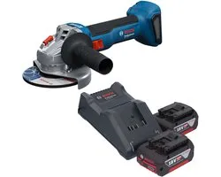 Bosch GWS 18V-8 Professional accu-haakse slijper 18 V 125 mm borstelloos + 2x accu 4,0 Ah + oplader