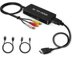 Tulp naar HDMI Converter - AV naar HDMI-adapter - RCA naar HDMI-converter - 1080P - Composite-adapter - voor VHS-spelers, PS2, PS3, Xbox, N64, settopboxen, videorecorders, dvd's - Compatibel met HDTV's, monitoren, projectoren