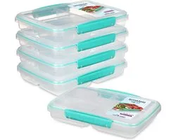 Voedselopslagcontainers met scheidingswanden en clips - Sistema TO GO | Multi Split Meal Prep Boxes - 820 ml | BPA-vrij