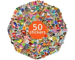 Mix van 50 coole stickers voor laptop, telefoon, skateboard, koelkast, koffer, douche etc. Hoge kwaliteit PVC Stickers, watervast en UV bestendig