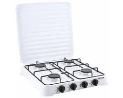 Plaque de cuisson à gaz 4 feux Brock Electronics Wit – Réchaud de camping portable – Réchaud à gaz autonome 4 feux – Réchaud à gaz de camping – Réchaud compact 48 x 48 cm pour camping ou cuisine extérieure