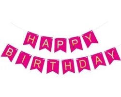 Happy Birthday Slinger Feest Versiering Verjaardag Versiering Vlaggenlijn Feest Decoratie Fuchsia & Goud - 1 Stuk