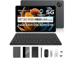Tablette Blackview ZENO 10 - 24 Go de RAM + GB de ROM - 11 pouces - Batterie 8800 mAh - 5G - Clavier (QWERTY), étui de protection, souris, stylet inclus - Android 15 - Wi-Fi 5 - GPS - Zwart