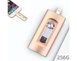 256 GB Snelle USB Flash Drive - Usb Stick - Apple/Android/PC 3-in-1 - Geschikt voor iPhone - Perfecte Opslag voor Foto's, Video's, en Bestanden - Externe Gegevens opslag - Plug-and-Play - Draagbare USB Stick - Hoge snelheid - cadeau voor mannen（goud）