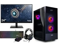 Ryzen 5 8500G 8e Generatie Game PC SET / Computer Compleet - Met Gaming Toetsenbord, Muis, Headset, Muismat en 24" Monitor - 32GB DDR5 5600MHz RAM - 1TB SSD - AM5 - AMD Radeon 740M - WiFi - Windows 11 Pro - Aura GC5