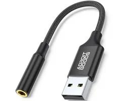 Adaptateur USB A vers prise Audio Aux 3,5 mm AdroitGoods Premium - Adaptateurs Carte son stéréo - Câbles USB Câble audio - Connecteur Zwart