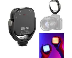 Ulanzi VL66 RGB Multi Color LED-videolamp - Lamp voor o.a. camera, smartphone, tablet - Wit/Geel licht en 360 Kleuren - Kantelbaar - Met ingebouwde 2.000 mAh batterij - Zwart