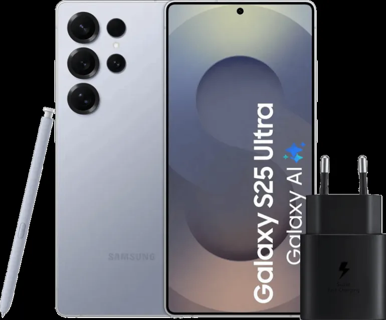 Samsung Galaxy S25 Ultra 512GB Zilver 5G + Samsung Oplader 25 Watt Zwart