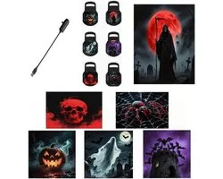 Sterrenprojector - Halloween Projector - Met 6 Films - Sterren Nachtlamp - Halloween nachtlampje - Projectorlamp - Galaxy Projector - Halloween decoratie - HD - Plug-and-play - USB - 360° Rotatie - Kerstcadeaus - Voor kamperen, auto, plafond