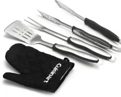 Accessoires BBQ Cuisinart - Spatule, fourchette et pinces en acier inoxydable - Outils pour barbecue - Set de 3