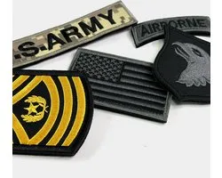 MGM Trading - Set de patchs de moral brodés Airborne Eagles de 5 pièces - Badges de combat paintball/airsoft (Grijs)