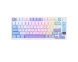 Royal Kludge RKM75 - Clavier de Gaming mécanique RVB - Avec écran - Toucher mousse - Taro Milk - Bluetooth - Switch remplaçable à Hot - Interrupteurs argentés - Housse anti-poussière incluse