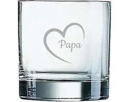 Gegraveerde Whiskeyglas 38cl Papa met hartje