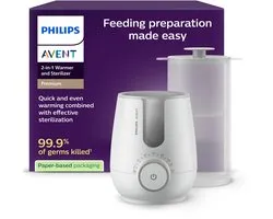 Philips Avent 2-in-1 Flessenwarmer & Sterilisator – Snelle en veilige opwarming – 260 ml - SCF359/00