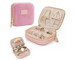 Mini Sieradendoos - Premium Sieradendoos Reisformaat Fluweel - Juwelendoos - Sieraden Organiser - Horlogebox - Sieradendozen - Sieraden Opbergers - Juwelendoos - Juwelendoosje voor Ring/Oorbellen/Ketting/Horloges - Paars
