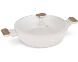 Kikoza Milano | Sauteuse avec couvercle | 28cm | Toutes sources de chaleur | Couleur crème | Revêtement Titan pro