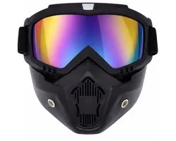 Motor Masker – Ski Bril – Scooter – Helm – Snowboardbril – Airsoft Masker – Multifunctioneel – Zwart / Parelmoer Vizier – Gezichtsbescherming met Goggle – Anti-Fog Lens – Verstelbare Band – One Size – Voor Motor, Wintersport en Outdoor Gebruik
