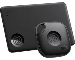 Life360 Tile Starter Set - Krachtige Bluetooth trackers voor sleutels, tassen, portemonnee en meer - 2-Pack in Zwart (1x Mate/ 1x Slim)