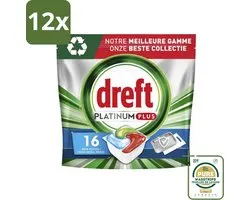 Dreft Platinum Plus - All In One - Vaatwascapsules - Fresh Herbal Breeze - 16 Afwasbeurten - Voordeelverpakking - 12 stuks - Schone vaat - Frisse geur