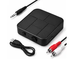 Bluetooth Transmitter Receiver 2-in-1 - Draadloze Audio Zender en Ontvanger - 3.5MM AUX / RCA - BT 5.0 - Zwart