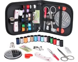Ensemble de couture Super Deluxe + sac pratique | Parfait pour voyager | Kit de couture | Kit de couture | Incl. 14 bobines, 1 ciseaux, 3 boutons, ruban à mesurer etc.
