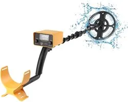 Détecteur de métaux Pinpointer - Chasseur de trésors Détecteur d'or - Trouver des objets souterrains - Bobine de recherche étanche - 80-115 cm réglable - Jaune